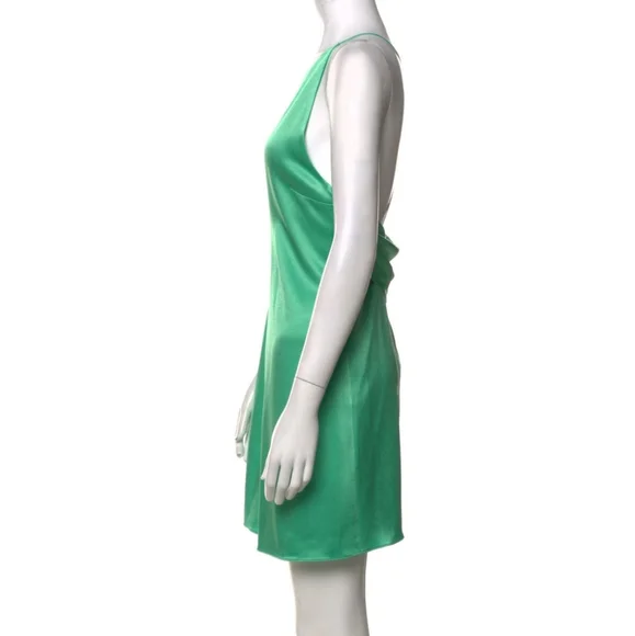 $295 Alice + Olivia Women's Size 6 Green Azitara Cowl Back Satin Dress New Tags